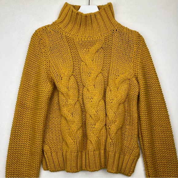 Dimensione Maglia Knit Mock Neck Sweater Cotton Blend Mustard - Picture 1 of 7